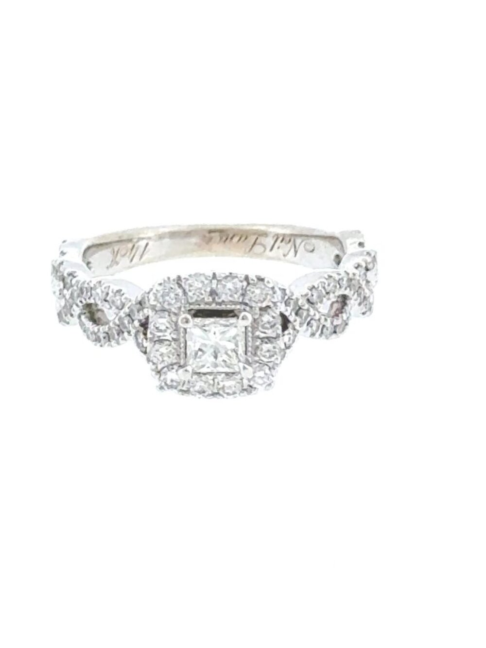 Neil Lane 14K White Gold Princess Diamond Halo Twist Engagement Ring
